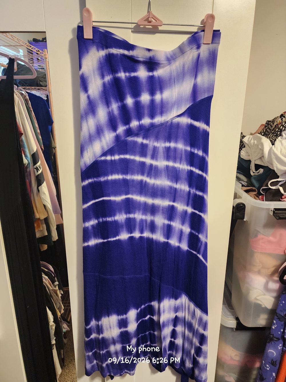 ONE WORLD Purple and White Tie-Dye Maxi Skirt